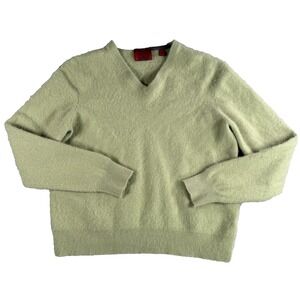Cullen Cashmere Sweater Womens L Green V Neck Pullover Ski Cozy Cabincore READ